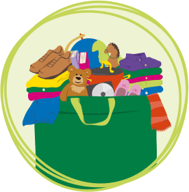 Bag of clothes and toys for donation