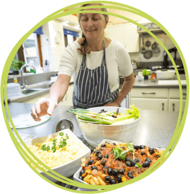 Cook serving food