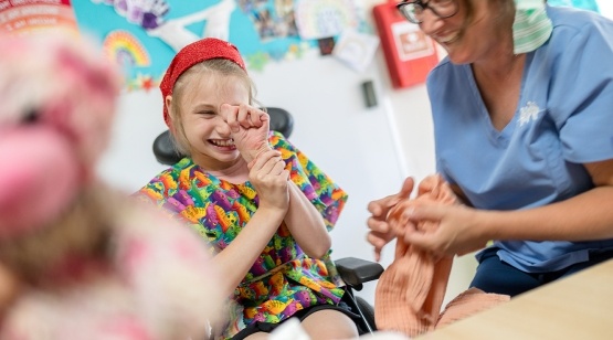 Girl in fancy dress with nurse