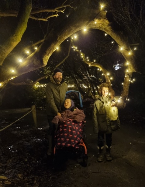 Rosa with dad and brother at Night Garden