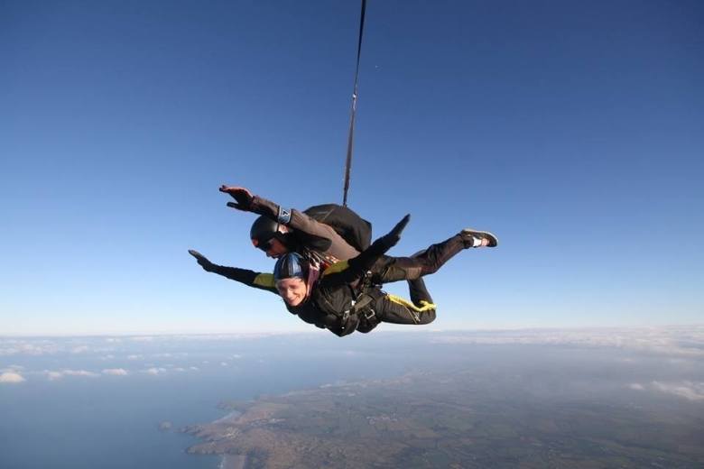 skydiver at Perranporth