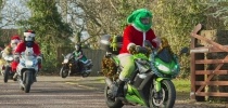 Motorbiking Santas arrive at Little Bridge House. Picture by Will Badman Photography. thumbnail