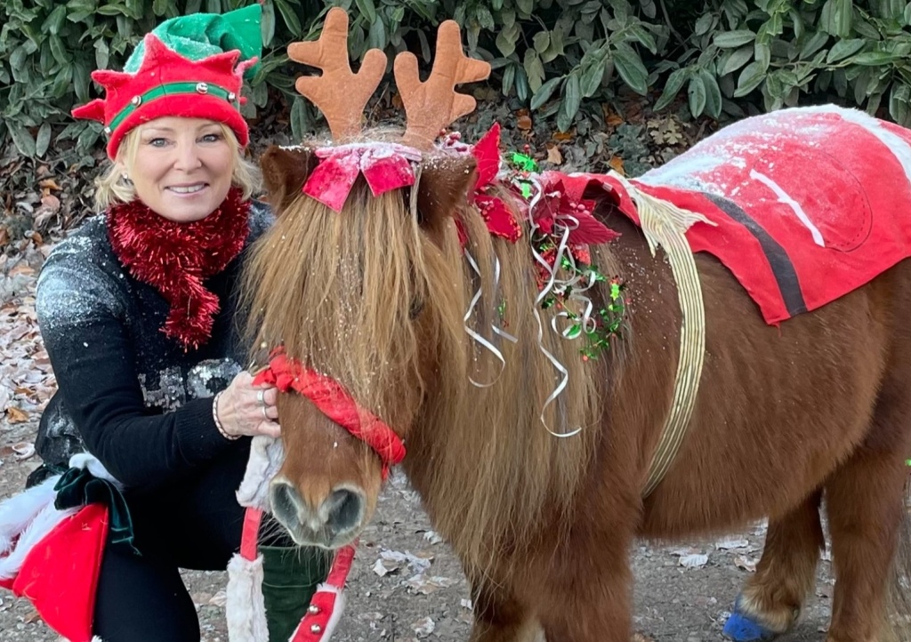 Rosie the pony with her owner Gill