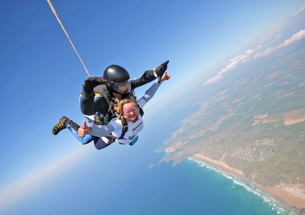 Mid air over Perranporth