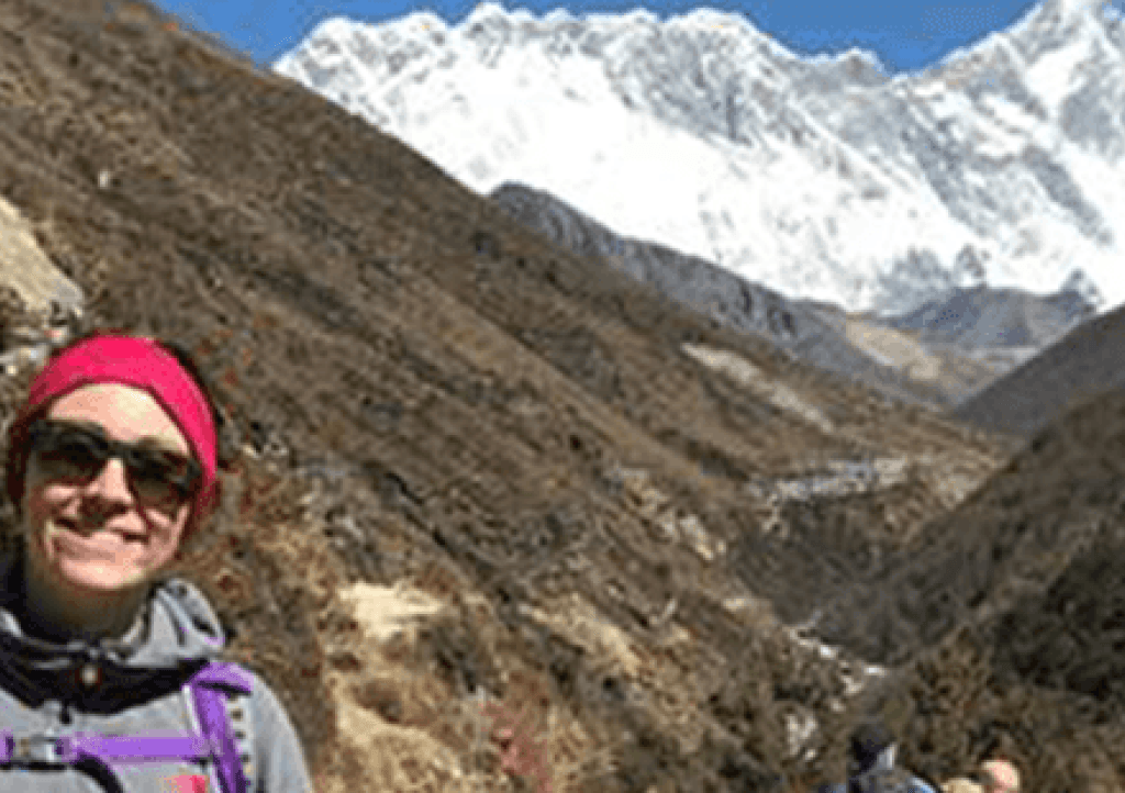 Helen climbing to Everest Base Camp
