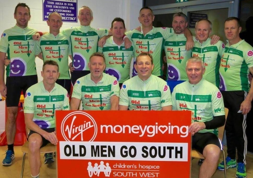 The Old Men Go South team (back from from left): Simon Doyle, Ian Yendall, Neil Glinn, Graham Davies, Michael Stevens, Mark Jones, Mark Shepherd and Guy Johnson. Front: Andy Brooks, Russ Nurcombe, Pete Robinson and Simon Penny. Not in picture: Andy Trust.