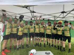 Oliver's dad's team at the finish of Ride for Precious Lives