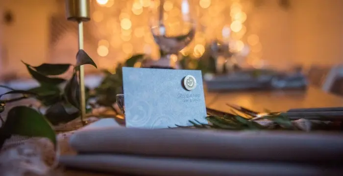 CHSW wedding favour on a wedding table