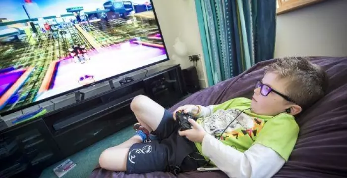 Boy playing video games