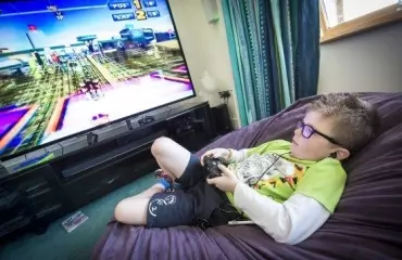 Boy playing video games